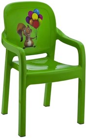 Детски стол с подлакътник зелен