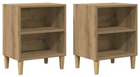 856419 vidaXL Нощни шкафчета, 2 бр, дъб артизан, 40x30x50 см, инженерно дърво