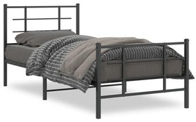 355572 vidaXL Метална рамка за легло с горна и долна табла, черна, 90x200 см