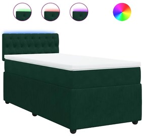 3289899 vidaXL Боксспринг легло с матрак, тъмнозелено, 80x200 см, кадифе