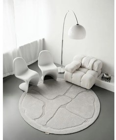 Светлосив вълнен кръгъл килим ø 133 cm Morphic Organica – Agnella