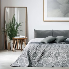 Бяло и сиво двустранно покривало за легло от микрофибър , 260 x 280 cm Alhambra - DecoKing