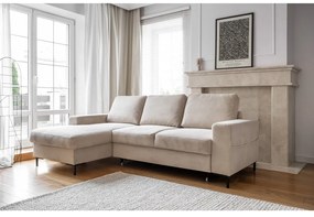 Бежов разтегателен ъглов диван от рипсено кадифе (ляв ъгъл) Lofty Lilly – Miuform