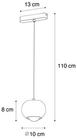 Модерен черен висящ лампа за 1-фазова релсова система с LED - Magnetic Lance