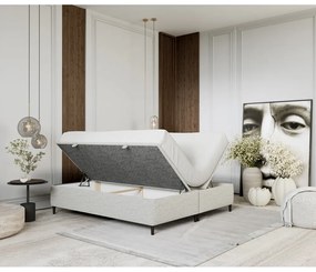 Светлосиво тапицирано двойно легло с място за съхранение 160x200 cm Tate – Maison de Rêve