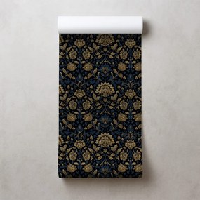 Тапет – Златни цветя на тъмен фон