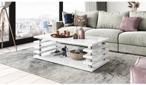 ПОРТО Бял гланц - МОДЕРНА ХОЛНА МАСА С ЛАМЕЛИ 2в1 С КОЛЕЛА/КРАКА