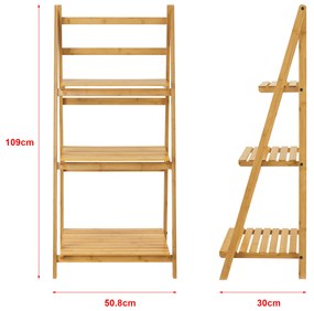 Бамбукова стълба етажерка Lapua с 3 рафта []