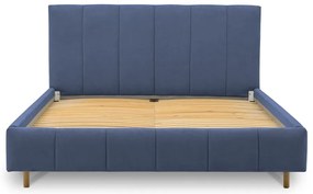 Синьо тапицирано двойно легло с включена подматрачна рамка 160x200 cm Zee – Scandic