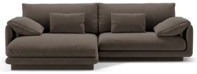 Кафяв кадифен ъглов диван (ляв ъгъл) Torino – Micadoni