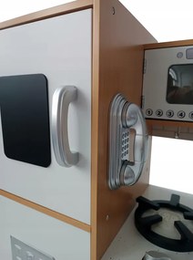 Детска дървена кухня с аксесоари и LED осветление