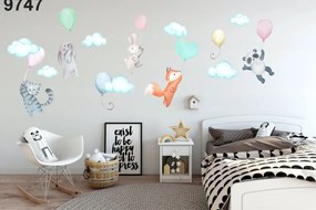 Декоративен детски стикер за стена Животни с балони 60 x 120 cm