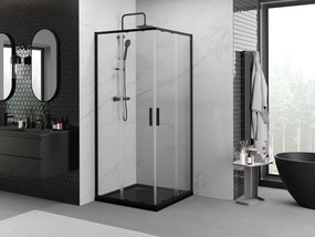 Mexen Exo-S Duo Квадратна плъзгаща душ кабина 80 x 80 см, прозрачна, черна