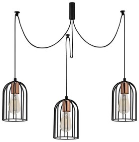 Черна висяща лампа за 3 крушки Pamukkale - Opviq lights
