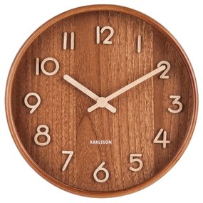 Кафяв стенен часовник от липово дърво Малък, ø 22 cm Pure - Karlsson