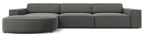 Ъглов диван от сиво кадифе (ляв ъгъл) Jodie - Micadoni Home
