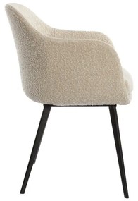 Кремав тапициран трапезен стол с подлакътници Leone – Light &amp; Living