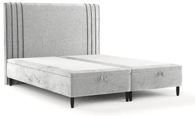 Сиво тапицирано двойно легло с място за съхранение 180x200 cm Musca – Maison de Rêve