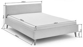 Бежово двойно легло 140x200 cm тапицирано без ламелно дъно Wicki – Meise Möbel