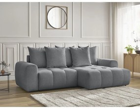 Сив шенилов разтегателен ъглов диван с място за съхранение (десен ъгъл) Roxelane – Bobochic Paris