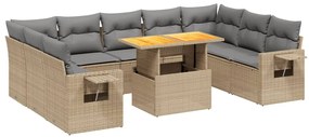 3271899 vidaXL Градински диван с възглавници, 10 части, бежов полиратан