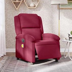 3204294 vidaXL Електрически масажен реклайнер стол, виненочервен, кадифе