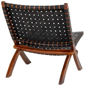 Черно кожено кресло с плетка Perugia - House Nordic