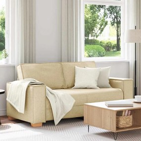 4104987 vidaXL Двуместен диван, кремав, 140 см, плат