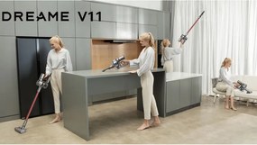 Разопакован: Вертикална прахосмукачка Dreame V11 VVN6, 450W, 150AW, 25000Pa, 125000 об/мин, 0.5 л, 3 режима, 90 мин, OLED, HEPA, Сив/червен