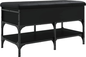 835192 vidaXL Пейка за обувки, черна, 82x42x45 см, инженерно дърво
