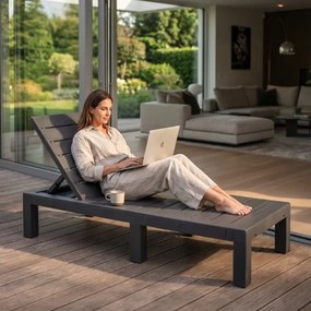 Здрав градински шезлонг за басейн и тераса - сив