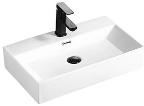 Мивка за баня COMPACT WHITE 6036W, Inter Ceramic, монтаж върху плот, порцелан, бял, 60.5х36х13см