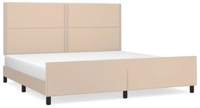 3125535 vidaXL Рамка за легло с табла, капучино, 200x200 см, изкуствена кожа