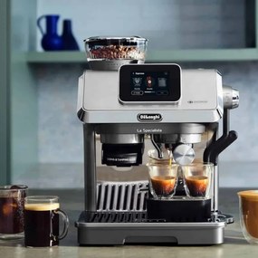 Еспресо машина DeLonghi EC9455.M La Specialista Touch, 1450W, 19 bar, 1.7 л, 4 темп, 5 нива на пяна, 15 степени на смилане, Bean adapt, Сензорен дисплей, Сребрист