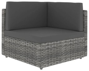 49521 vidaXL Модулен ъглов диван, полиратан, сив