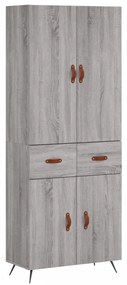 3198127 vidaXL Висок шкаф, сив сонома, 69,5x34x180 см, инженерно дърво