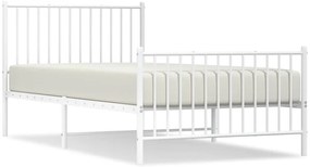 350944 vidaXL Метална рамка за легло с горна и долна табла, бяла, 100x200 см