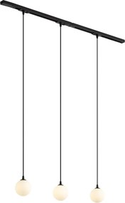 Modern railsysteem zwart met 3 hanglampen wit 1-fase - Iconic Perle