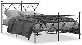 376518 vidaXL Метална рамка за легло с горна и долна табла, черна, 120x200 см