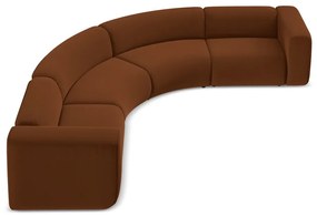 Оранжев/кафяв кадифен ъглов диван Ekahi – Makamii