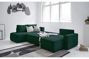 Тъмнозелен разтегателен ъглов диван от рипсено кадифе (ляв ъгъл/"U" форма) Brave Dave – Miuform