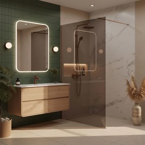 Параван за душ Rea Flexi Brown / Brush Copper 140