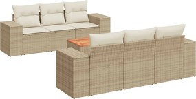 3225337 vidaXL Градински диван с възглавници, 7 части, бежов полиратан