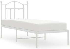 353478 vidaXL Метална рамка за легло, без матрак, с табла, бяла, 75x190 см