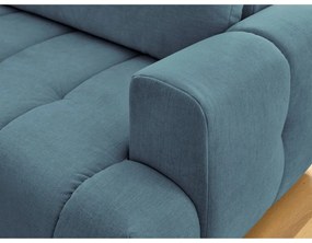 Син сгъваем/с място за съхранение ъглов диван (ляв ъгъл/L форма) Fuji – Bobochic Paris