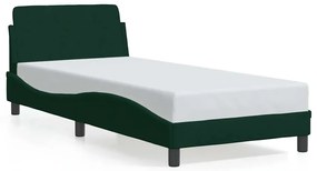 373115 vidaXL Рамка за легло Dover, тъмнозелена, 90x200 см, кадифе