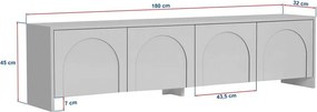 Кремава маса за телевизор 180x45x32 cm Aurelia – Kalune Design