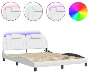 3214030 vidaXL Рамка за легло Viana с LED без матрак, бяла, 160x200 cм