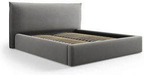 Сиво двойно тапицирано легло с място за съхранение с включена подматрачна рамка 160x200 cm Elio – Milo Casa