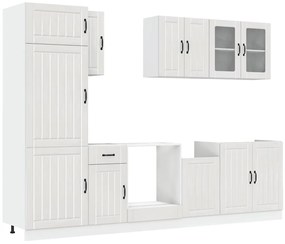 3314803 vidaXL Комплект кухненски шкафове от 8 части "Lucca", бяло гланцово инженерно дърво